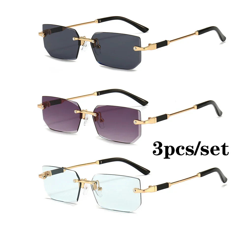 Fashion Rimless Rectangle Sunglasses Popular Women Men Shades Small Square Sun Glasses For Female Male Summer Traveling glasses