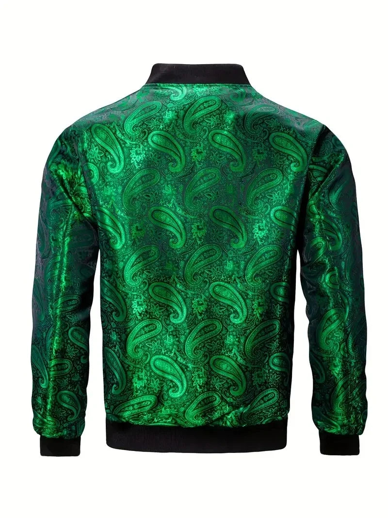 Gold Paisley Jacket Men's Clothing 3D Printed Colorful Long Sleeve Zipper Jackets Luxury Graphic Street Trend Autumn Bomber Coat