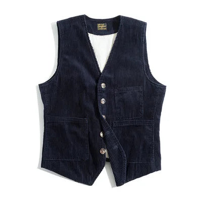 Vintage Corduroy Vests Casual French Workwear Hunting Field Waistcoat Cords Outdoor Coats Men's Clothing for Spring Fall