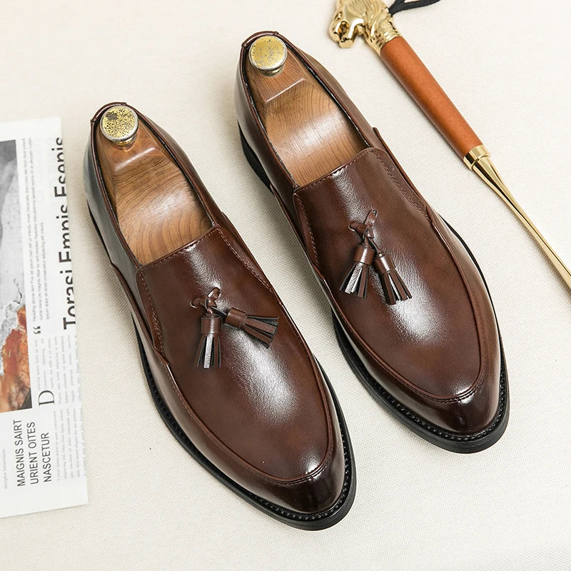 Luxury Designer Mens Business Formal Leather Dress Black Brand Casual Shoes Wedding for Men Office Luxury Flats Footwear Loafers