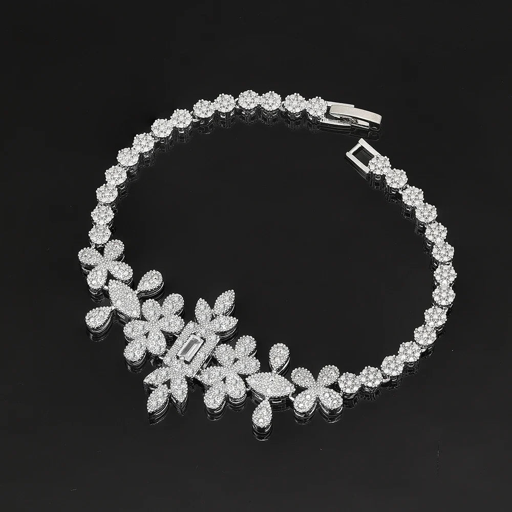 Bridal Zirconia Full Jewelry Set for Ladies Party Luxury Dubai Nigeria CZ Crystal Wedding Necklace Set