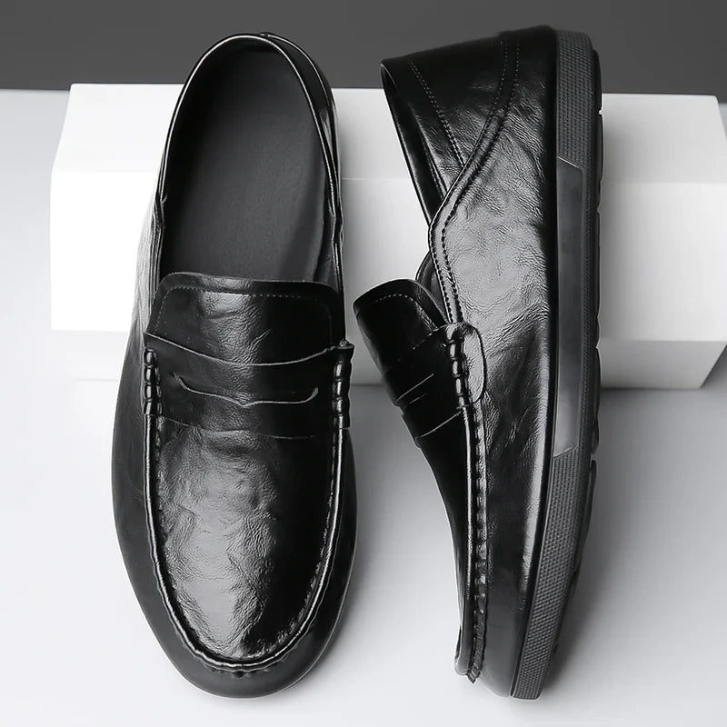 Genuine Leather Men Loafers Comfortable Mens Casual Shoes Luxury Brand Man Formal Dress Shoes Breathable Slip on Boat Shoes