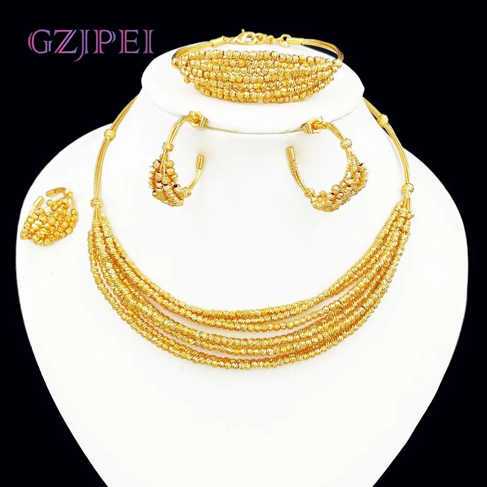 Handmade Women Jewelry Set Multi-layer 18K Gold Plated Beads Set Hight Quality Birthday Wedding Jewellery Accessories
