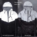 Men's Patchwork Night Reflective Jacket Casual Waterproof Windbreaker Party Dancer Hip Hop High Quality Coat Male Trend Brand