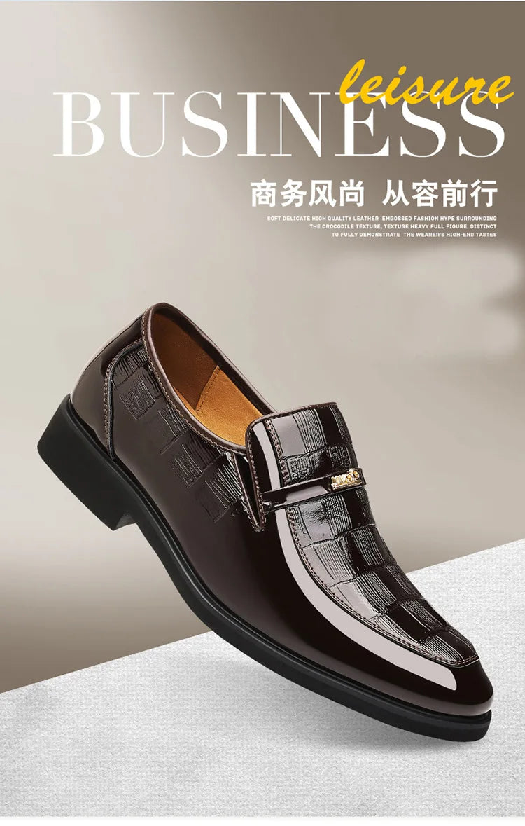 Spring New Men's Business Formal Leather Shoes Solid Color Fashion Casual Shoes Male British Pointed Toe Dress Shoe Man