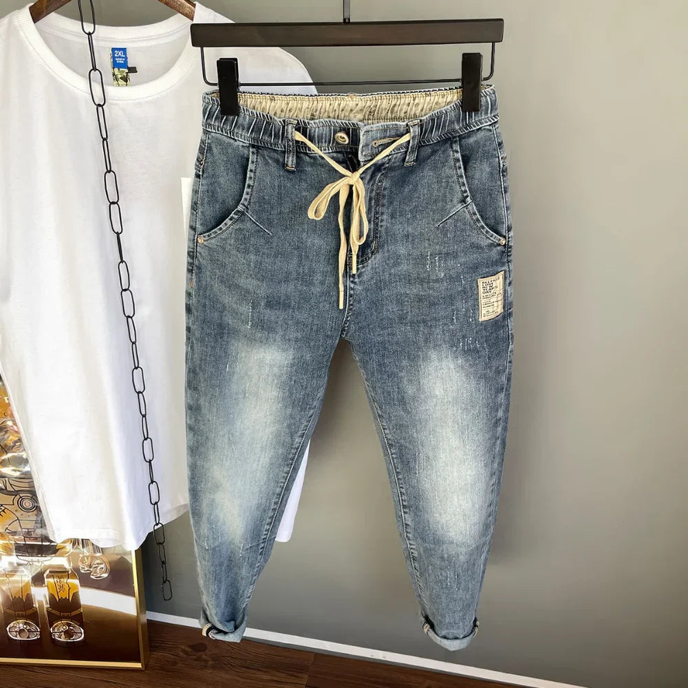Straight Stretch Denim Men's Business Casual High Waist Jeans