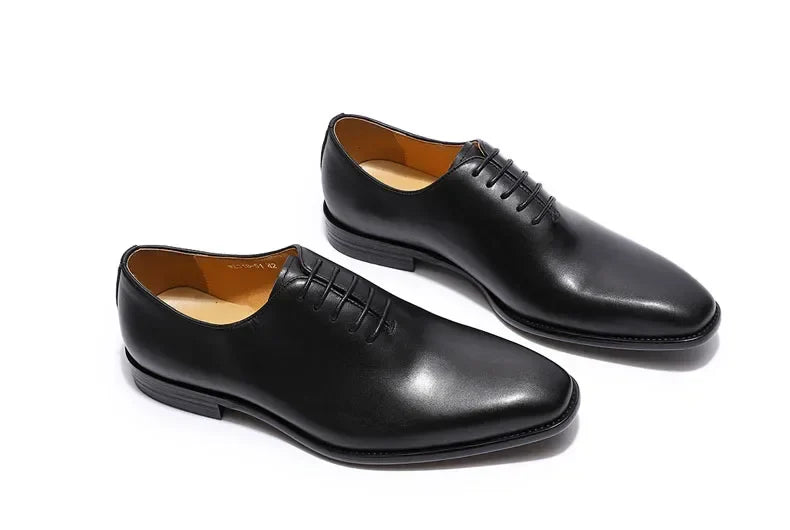 Designer Genuine Leather Mens Wholecut Oxford Shoes Luxury Brand Black Brown Dress Shoes for Business Office Formal Wear