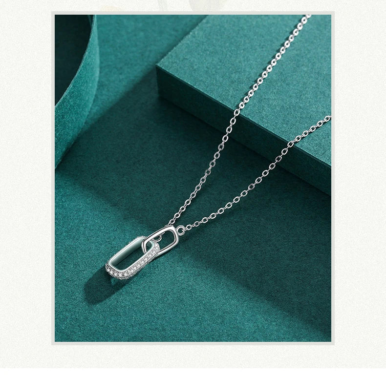 Romantic Lock Design Sparkling Clear CZ Necklace 925 Sterling Silver Chain Necklace For Women Fine Jewelry Wedding Gift