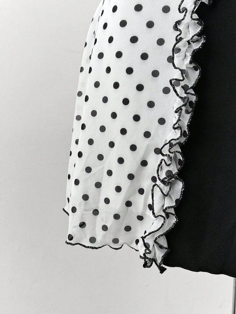 Plus Size Y2K Polka Dot Dress, Ruffle Trim Bow Front Cami Mini Dress, Sexy Sweet Coquette Style Party Dress for Women
