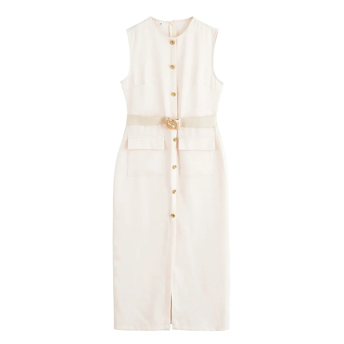 2025 Womens Dresses Black Office Long Dresses for Women Spring Sleeveless Midi Dress Woman Belt Button Women's Dress Vest