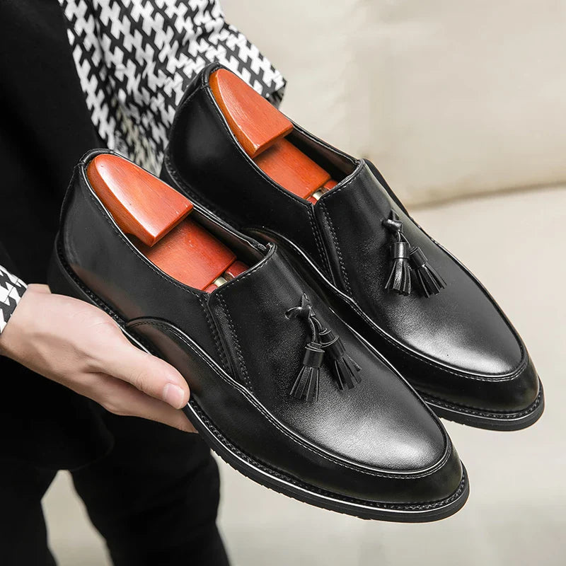 Luxury Designer Mens Business Formal Leather Dress Black Brand Casual Shoes Wedding for Men Office Luxury Flats Footwear Loafers