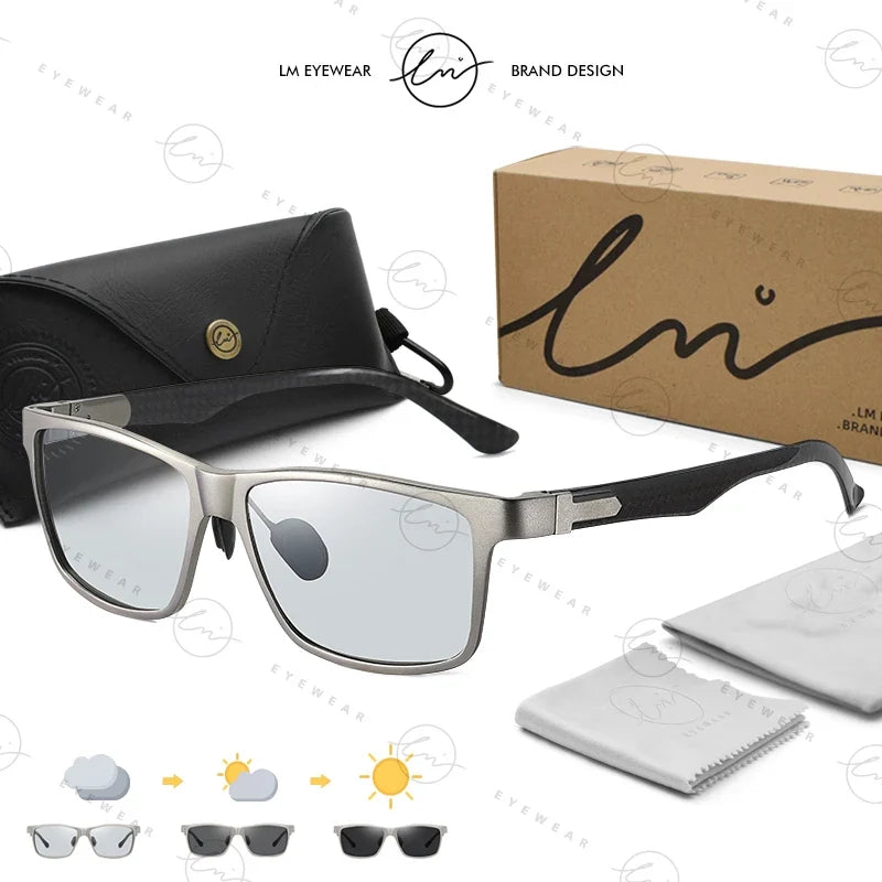 High Quality Carbon Fiber Sunglasses Polarized Man Photochromic Sun Glasses Woman Anti-glare Chameleon Goggle zonnebril