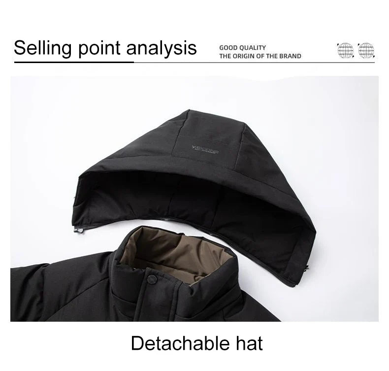 Graphene Warm Windproof Jacket Men 2024 Winter New Fashion Comfortable Thickened Outdoor Hooded Overcoat Male Casual Clothes