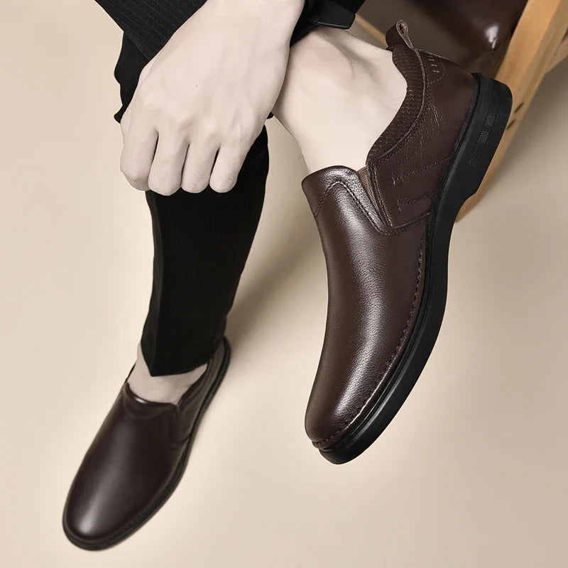 Genuine Leather for Men Business Shoes Stylish Male Comfortable Flats All-match Male Driving Shoes Classic Men Shoes for Wedding