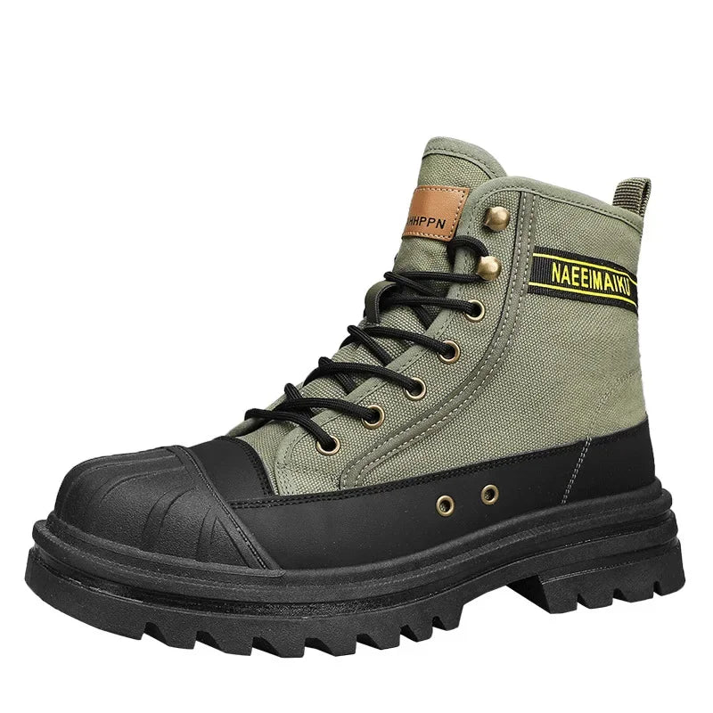 High Top Boots Men Leather Shoes Winter Motorcycle Boots 2024 Men Platform Safety Shoes Boots Hiking Boot for Men Tooling Botas