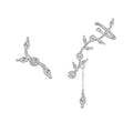 Genuine 925 Sterling Silver Plum Flower Branch Asymmetric Stud Earrings for Women Clear CZ Fine Jewelry 3 Colors SCE429