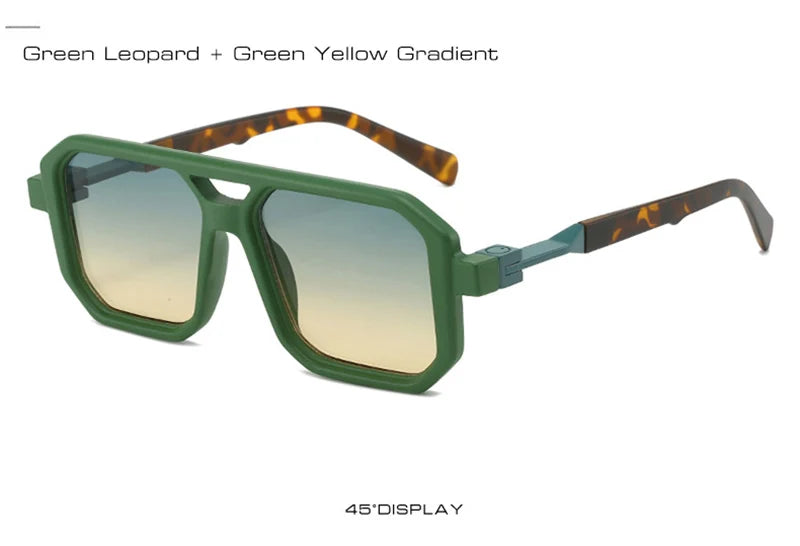 New Double Bridges Square Sunglasses Women Fashion Gradient Shades UV400 Retro Polygon Men Sun Glasses