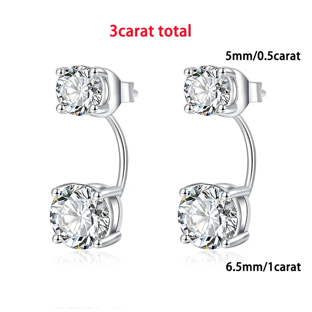 Moissanite Stud Earring with Certificates 925 Silver Lab Diamond Drop Earring 2-wearing Style Detachable Earcuff for Women