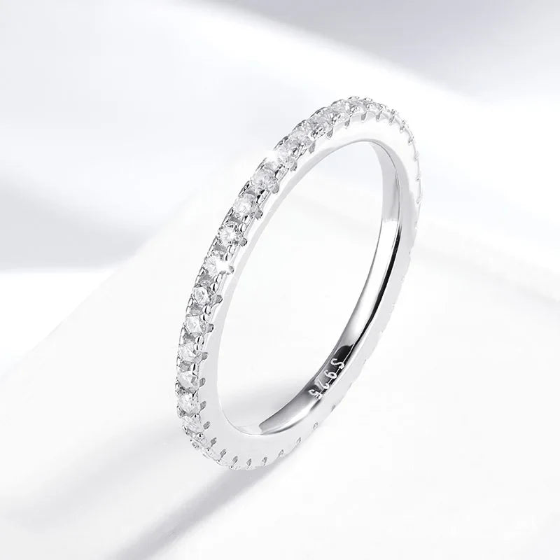 18k Plated 0.57ct Full Enternity Moissanite Ring Forn Women  S925 Sterling Silver Matching Diamond Band Wedding Jewelry