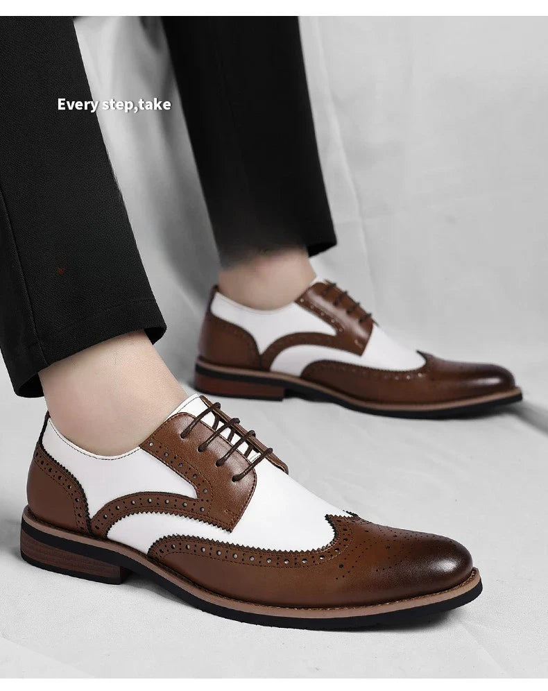 2026 New Brocker-carved Derby Men's Shoes Spring Summer New Business Formal Casual Shoes Male Fashion Big Size Leather Shoe Man
