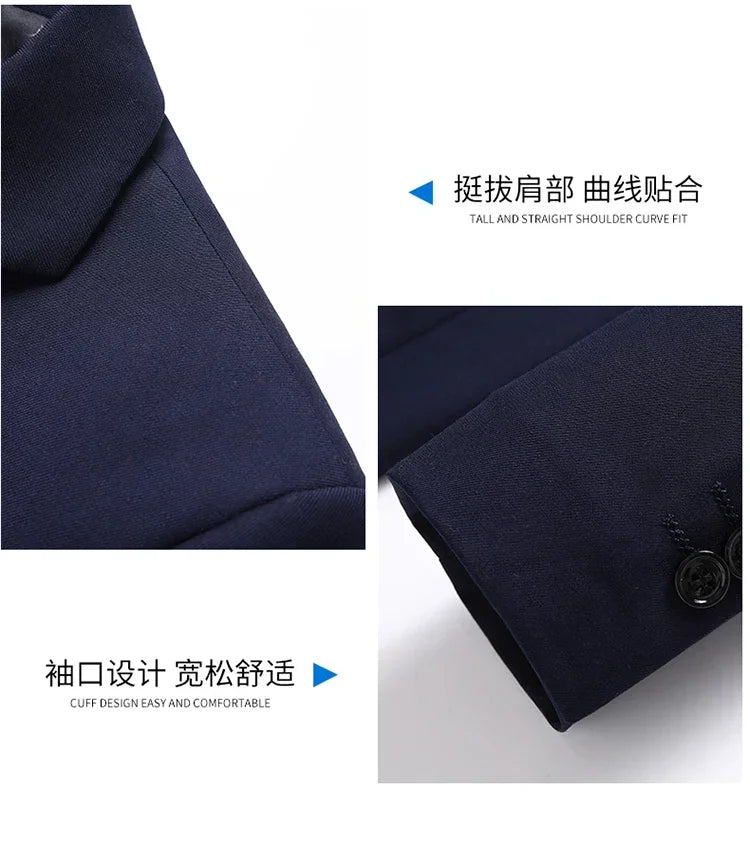 2026 Blazer New Men's Fashion Business Solid Color British Style Professional Work Groom Wedding Dress Best Man Blazer Jacket