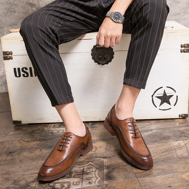 Spring Autumn New Men's Genuine Leather Casual Shoes Outdoor Work Shoes Office Dress Shoes Men's Wedding Shoes Free Delivery