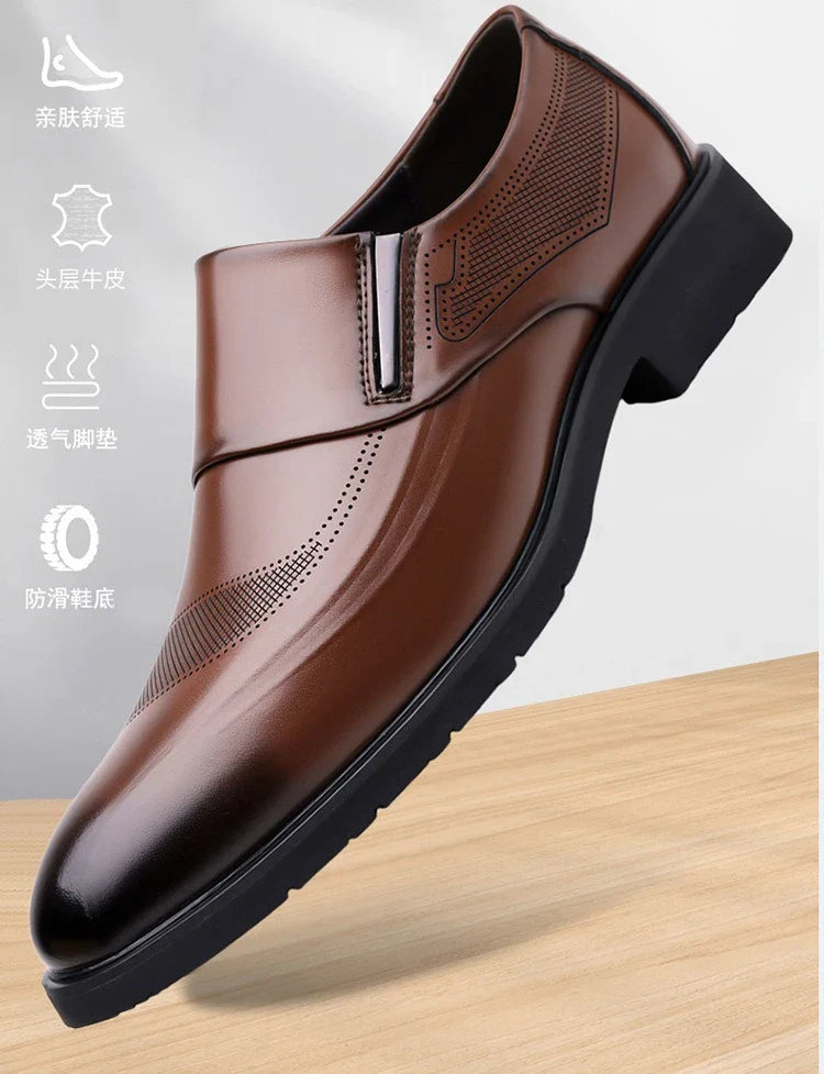 2026 New Designer Leather Shoes for Men Spring Autumn Business Casual Shoes Male Fashion Solid Color Wedding Shoe Man