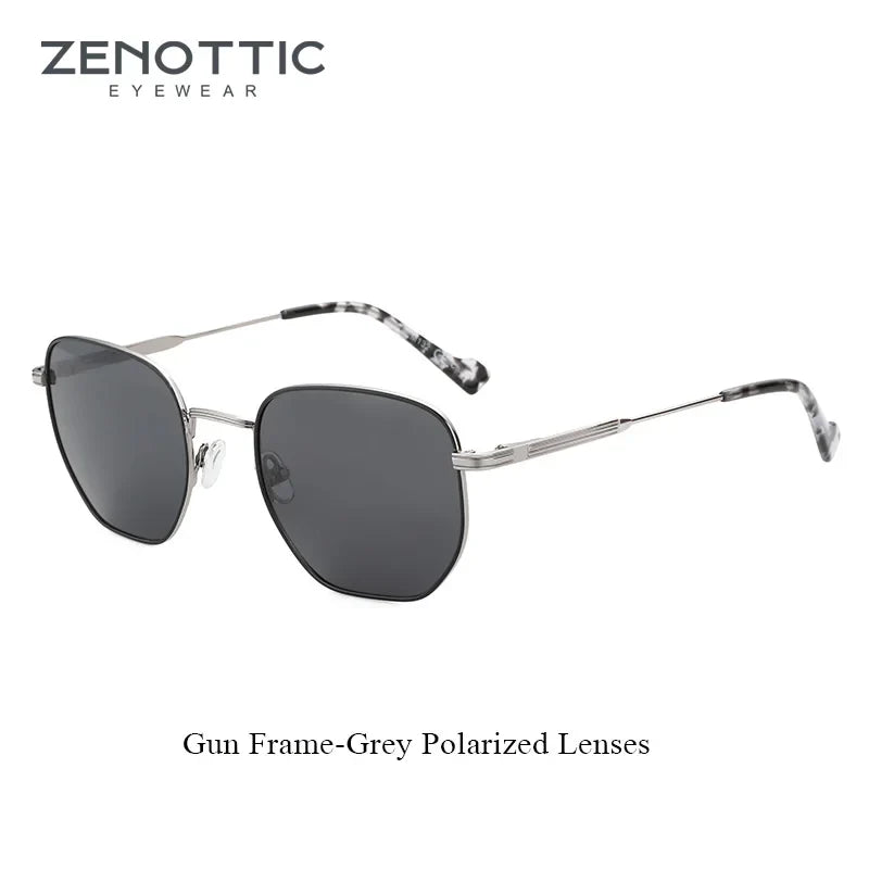 Fashion Hexagonal Geometry Polarized Sunglasses for Men and Women Polygon Metal Shade Pilot Sun Glasses ZS1203