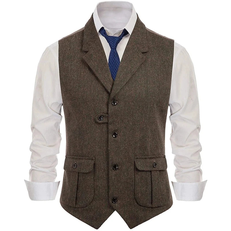 Men Vest Green Suede Velvet With Collar Single Breasted Waistcoat For Wedding Banquet Party Business Work Casual Daily Men Vest
