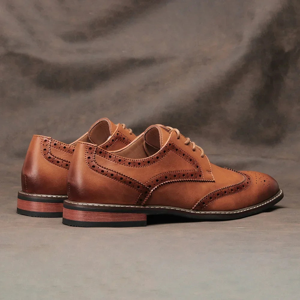 Men’s Formal Brogue Dress Shoes – Genuine Leather Oxford Style Classic Business Footwear
