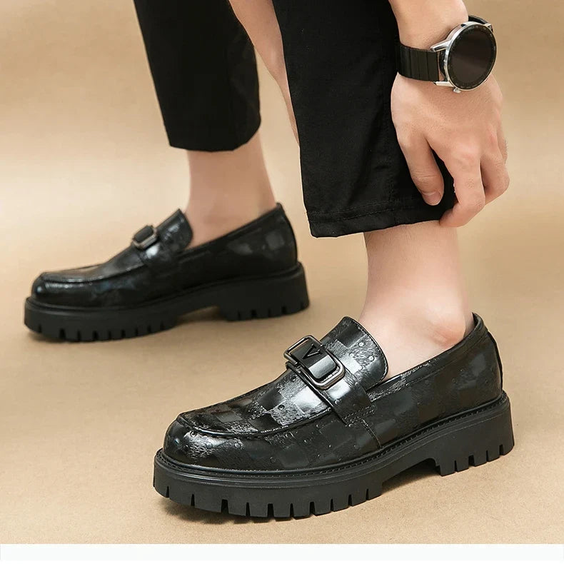 New Platform Men's Casual Shoes Comfortable Fashion Luxury Loafers Men's Leather Shoes Heightening Loafers Beans Driving Shoes