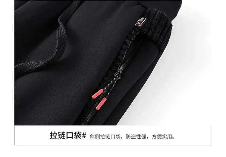 Men's Sets Jacket + pant Warm Fur Winter Sweatshirt Cashmere Tracksuit Men's Sets Fleece Thick Hooded Brand Casual Track Suits