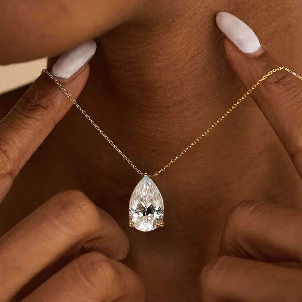 1-4carat Waterdrop Moissanite Pendant Necklace with Certificate S925 Silver Solitaire Pear Cut Lab Diamond Neckchain for Woman