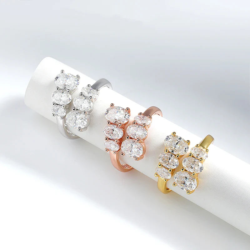3.6CTTW Certified Full Moissanite Wedding Rings for Women Sparkling Bride Lab Diamond Band Pure 925 Silver Plated 18K