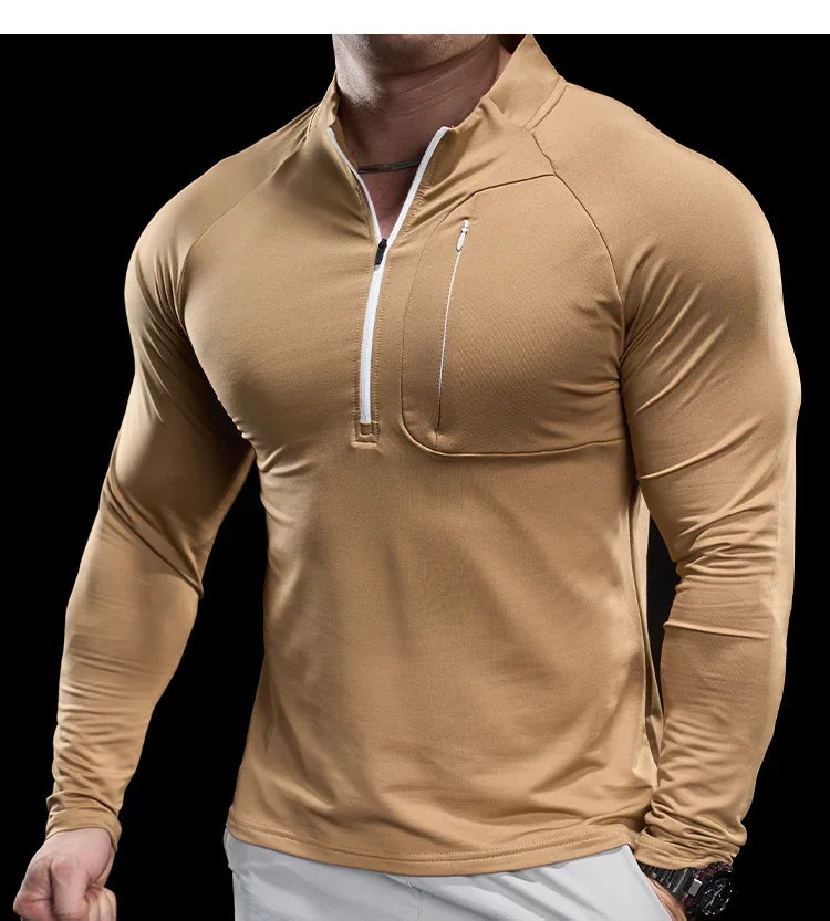 Gym Fitness Quick Dry Shirt Men Running Sport Long Sleeves T-shirt Trackwear Tee Tops Autumn Male Bodybuilding Training Clothing