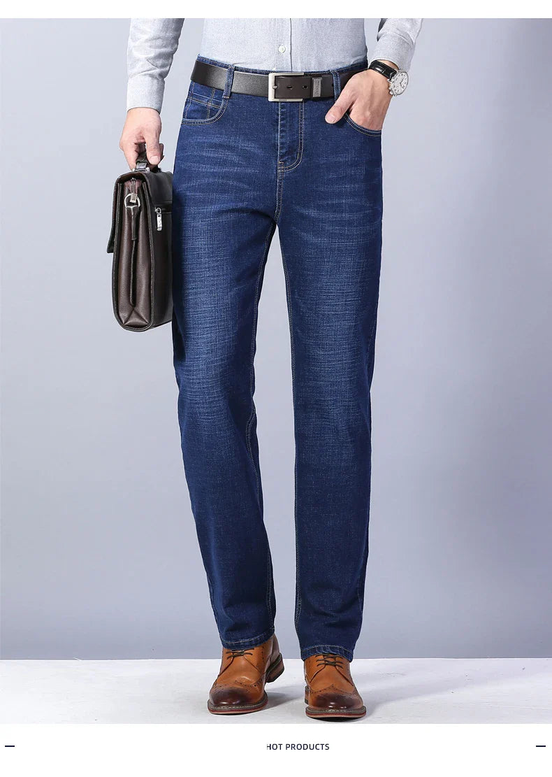 Men's Slim Fashion Denim High Quality Male Pants Elastic Black Blue Leisure Jeans Brand Clothing