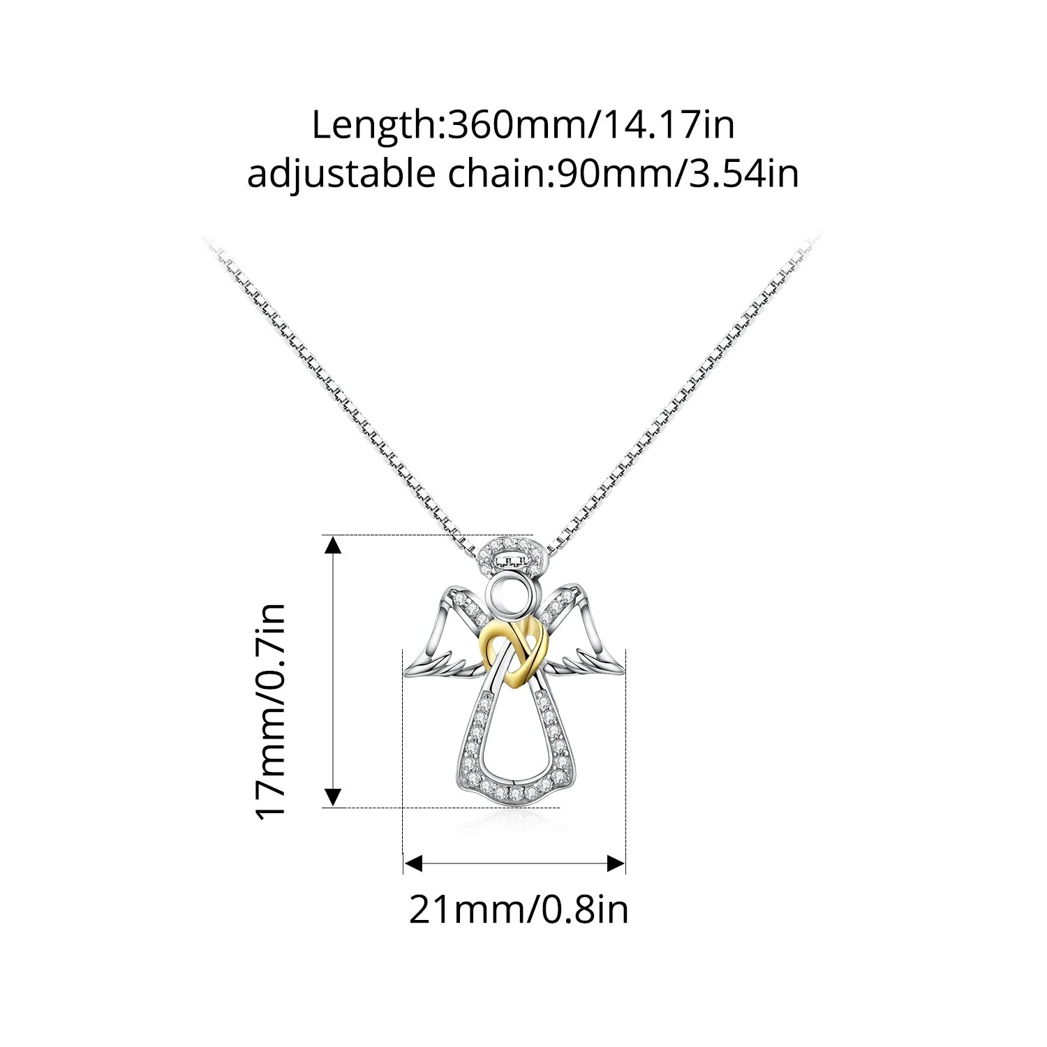 925 Sterling Silver Guardian Angel Pendant Necklace Angel Wing Chain for Women Dazzling Zircon Luxury Jewelry SCN123