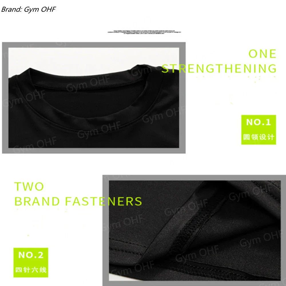 Funny Face 2 in 1 Shorts T Shirt Suits Men's Fitness Breathable Second Skin Compression Shirts Sets Gym Double Deck Shorts