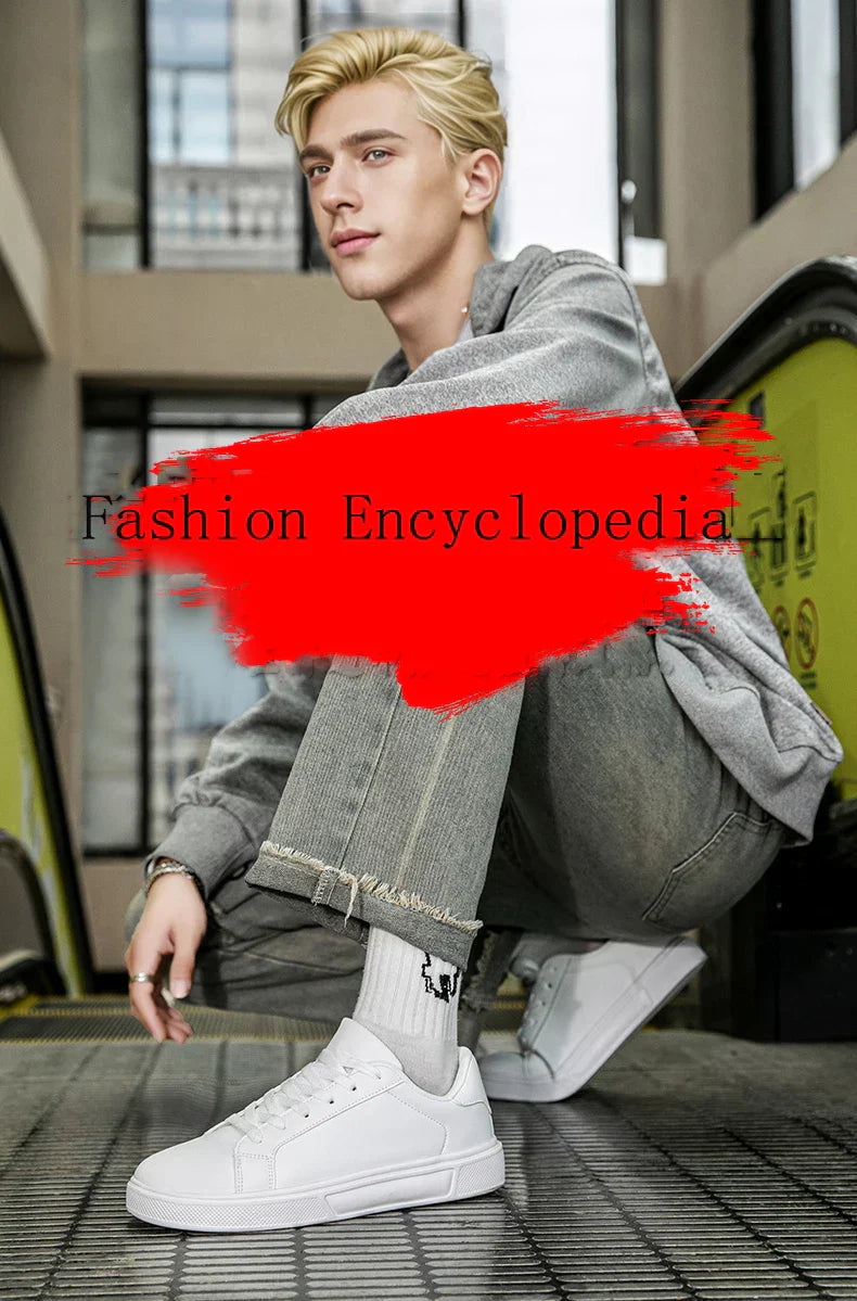 Business Casual Men's Shoes Soft Women Shoes Comfortable Casual PU Leather Shoes for Men Autumn Solid White Men Sneakers