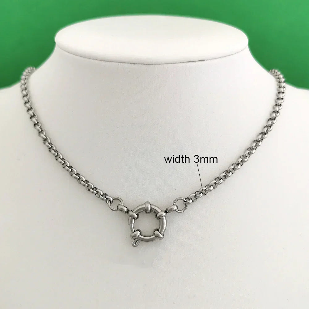 Necklace Women Men Choker Stainless Steel Geometric Rolo Link Cuba Paperclip Chain