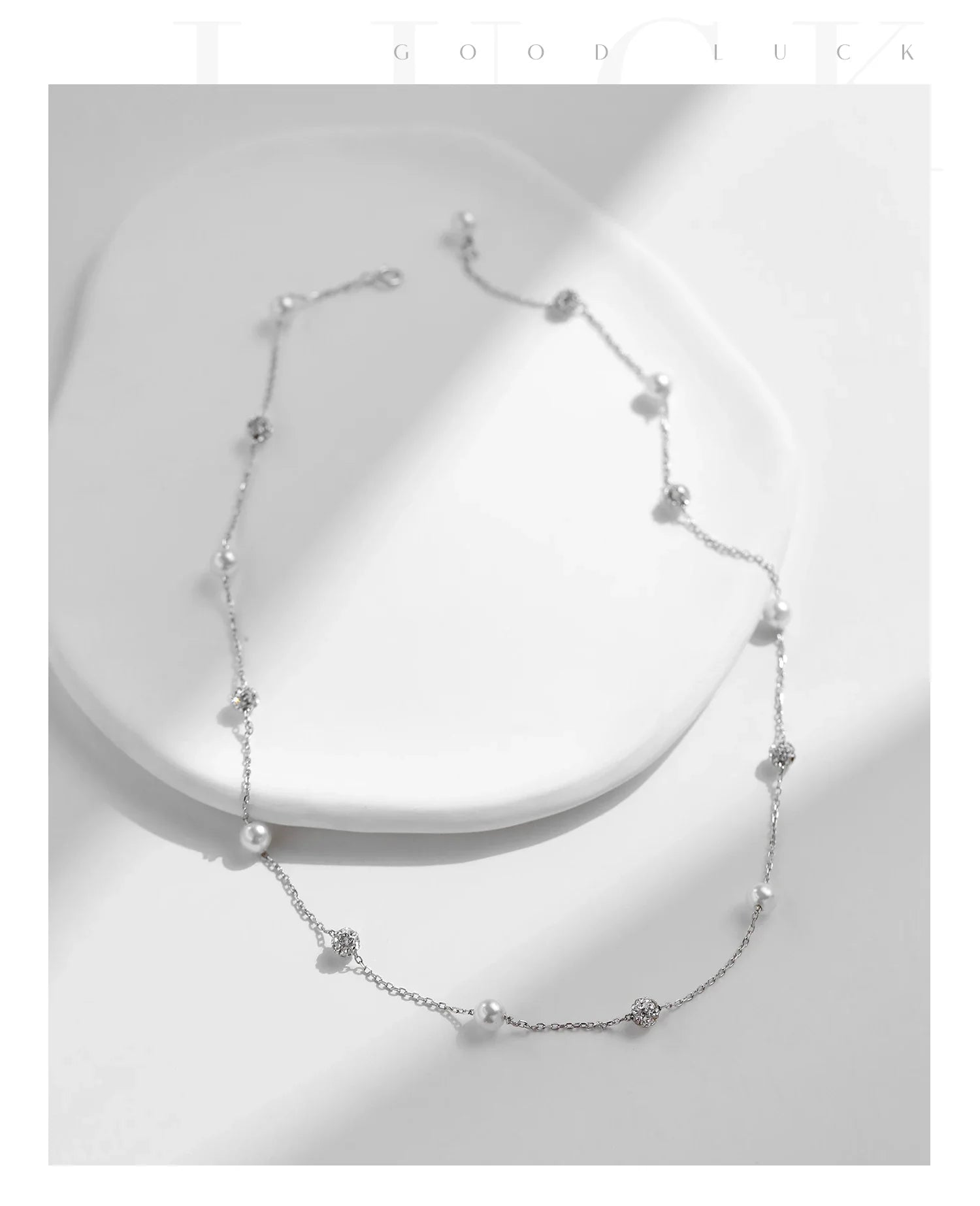925 Sterling Silver Zircon Beads &Pearl Chain Necklaces Pendant For Women Fine Jewelry  Valentine’s Day Gifts