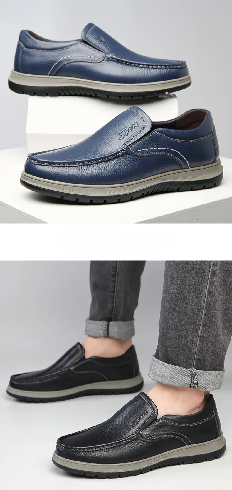 Men's High Quality Genuine Leather Loafers Handmade Men Shoes Moccasins Walking Men Flats Casual Male Work Shoes Homme Zapatos