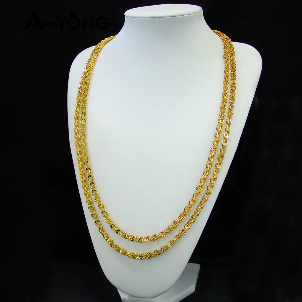 Luxury Arabic Long Necklace 21k Gold Plated 80cm 160cm Italian Vintage Chains Dubai Muslim Women Wedding Party Jewelry Gifts