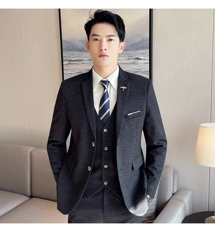 Traje De Boda De Alta Calidad Para Hombre, Traje Profesional De Negocios A La Moda, Chaleco Y Pantalones, Conjunto De 3/2 Piezas