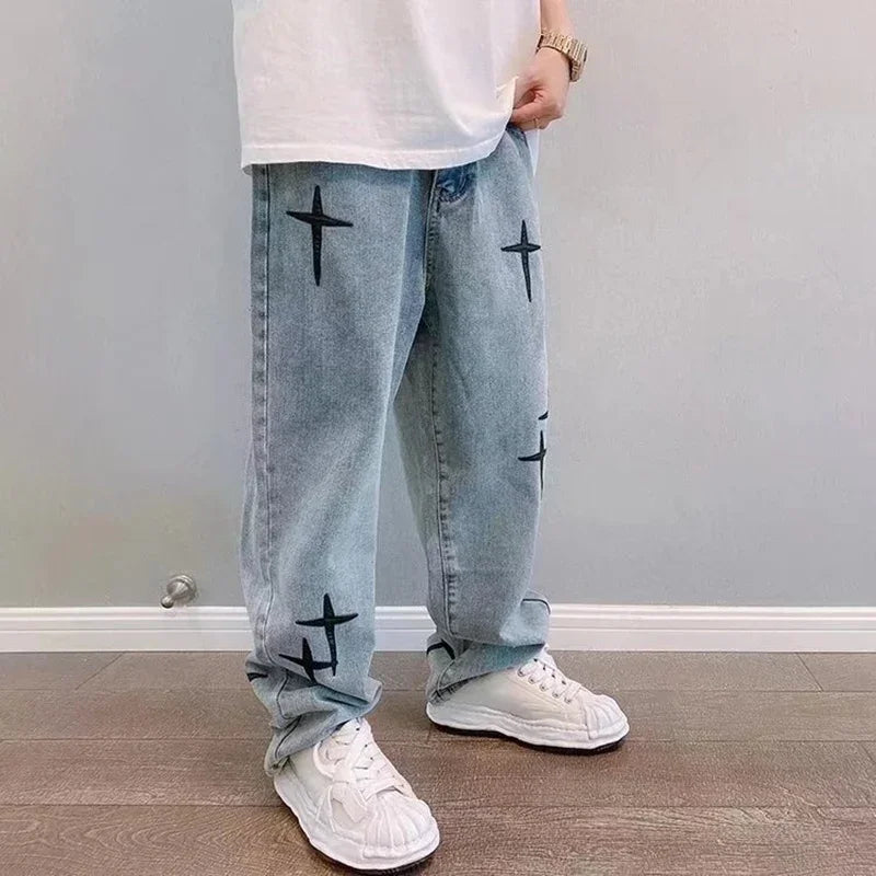 Men Designer Prints Star Jeans