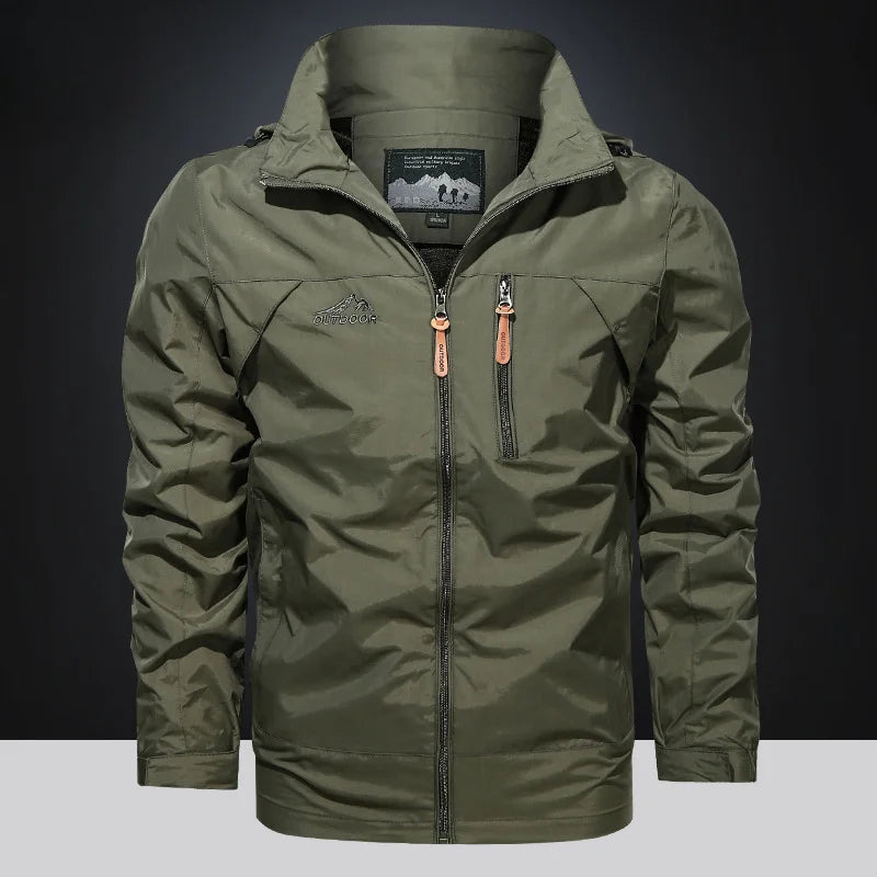 Windbreaker Men Tactical Jacket Waterproof Outdoor Hooded Coat Sports Military Field Climbing Thin Outwear Streetwear Coat