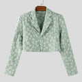 Men Blazer Flower Jacquard Lapel Long Sleeve Crop Coats Men Streetwear Autumn 2025 One Button Fashion Casual Male Suit