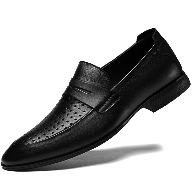 2024 New Luxury Brand Black Genuine Leather Gentleman Fashion Dress Shoes Men Business Loafers Men's Shoes Slip on Big Size 49