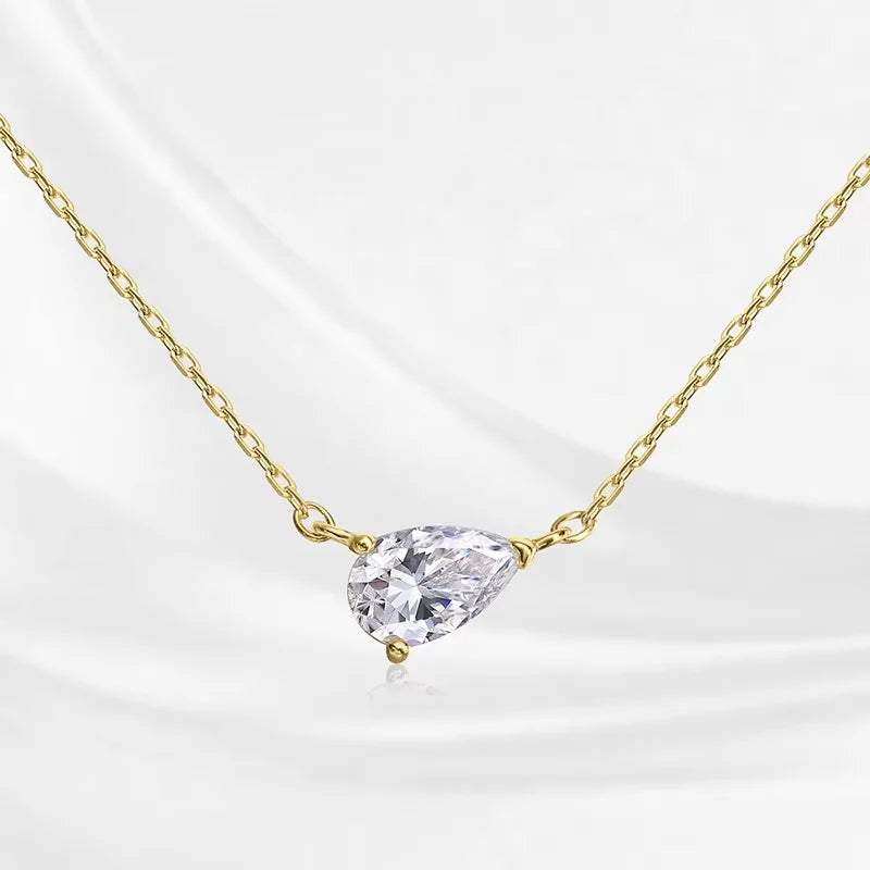 1-4CT Pear Cut Moissanite Pendant Necklace for Women Girls 3 Designs Lab Diamond Wedding Silver 925 Chains Fine Jewelry