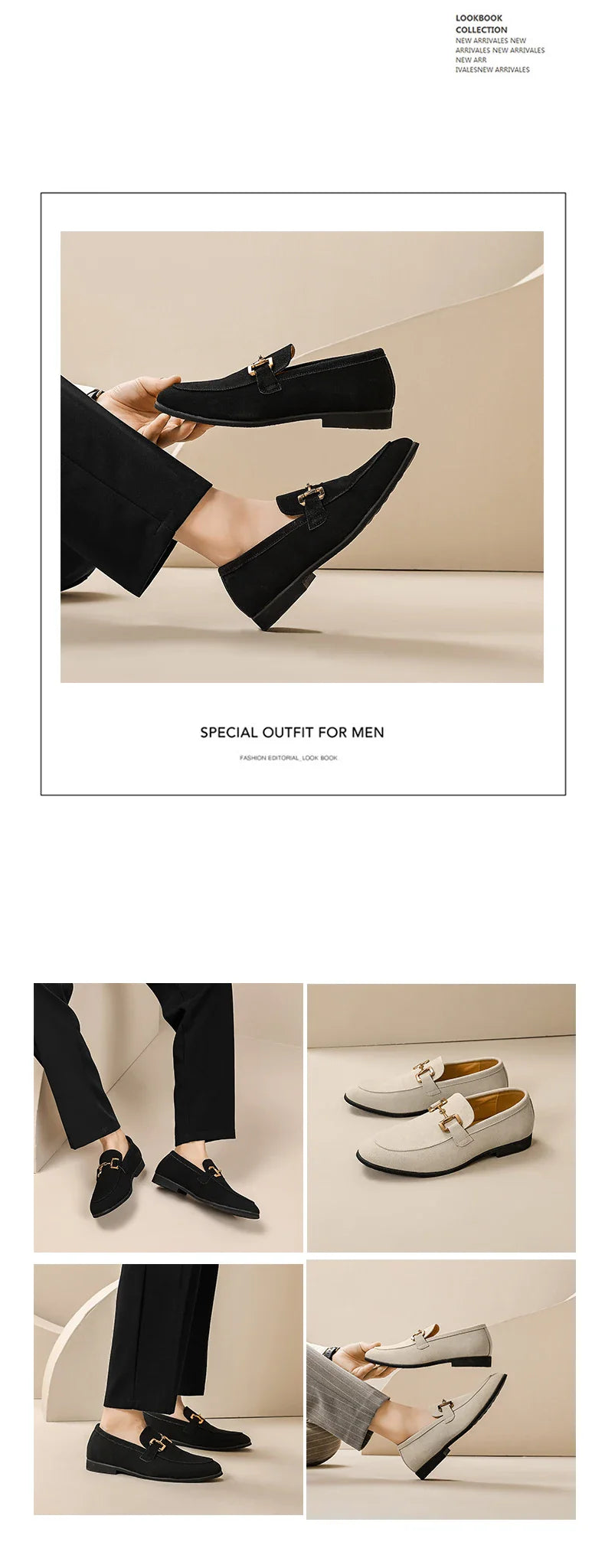 Fashion Brand Men Suede Leather Shoes Black Beige Horsebit Loafers Slip on Formal Mens Dress Shoes Wedding Office Casual Shoes